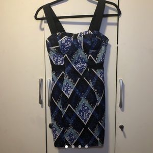 Mixed Blue & Black Mini Dress